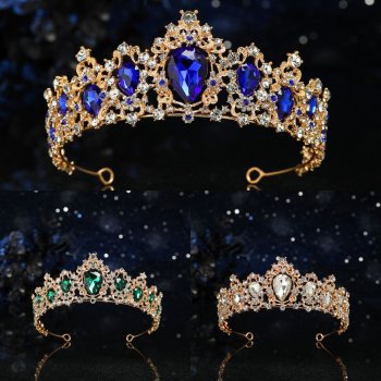 Metal Glass Rhinestone Colorful Ornate Crown